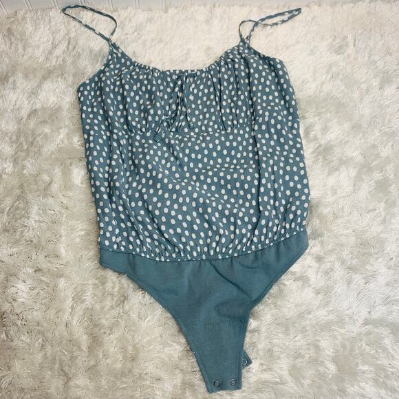 Abercrombie & Fitch Polka Dot Bodysuit Sz Small Blue Green - Picture 5 of 10